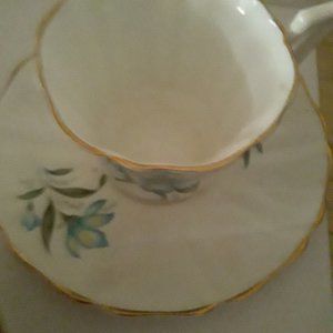Regency Bone China White with Blue Floral design